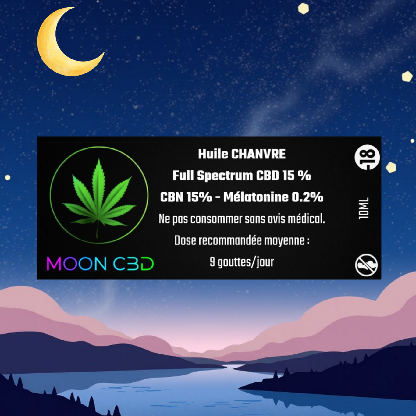 Huile CBD Moon CBD - CBN - Melatonine